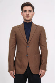 slim fit mono yaka astarsız kiremit tek ceket